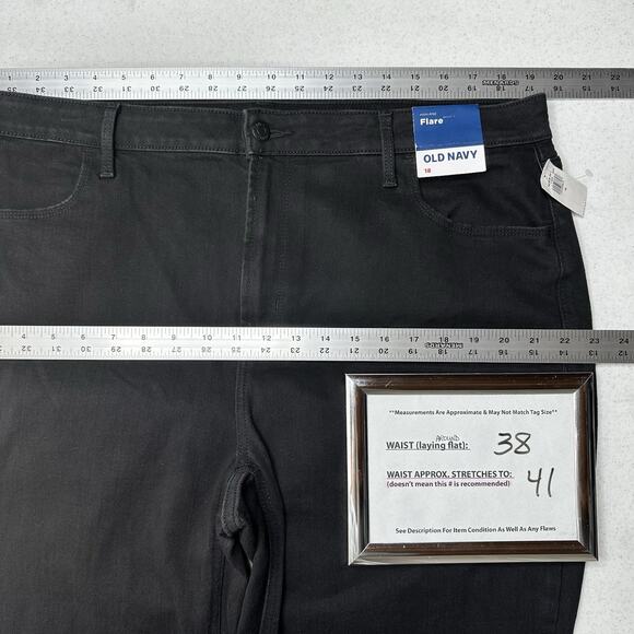 Old Navy Jeans Women 18 High Rise Flare Stretch Black Denim Western Festival NEW - Picture 3 of 8